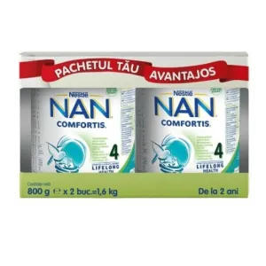 Formula de lapte praf pentru copii, Nestle NAN COMFORTIS 4, de la 2 ani, 2 x 800 g Pachet Promo, Nestle