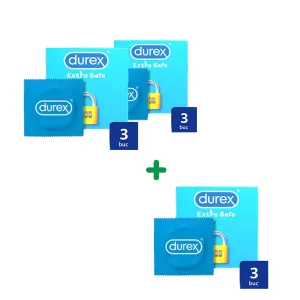 Pachet Prezervative Durex Extra safe, 3 bucati, Reckitt Benckiser Healthcare